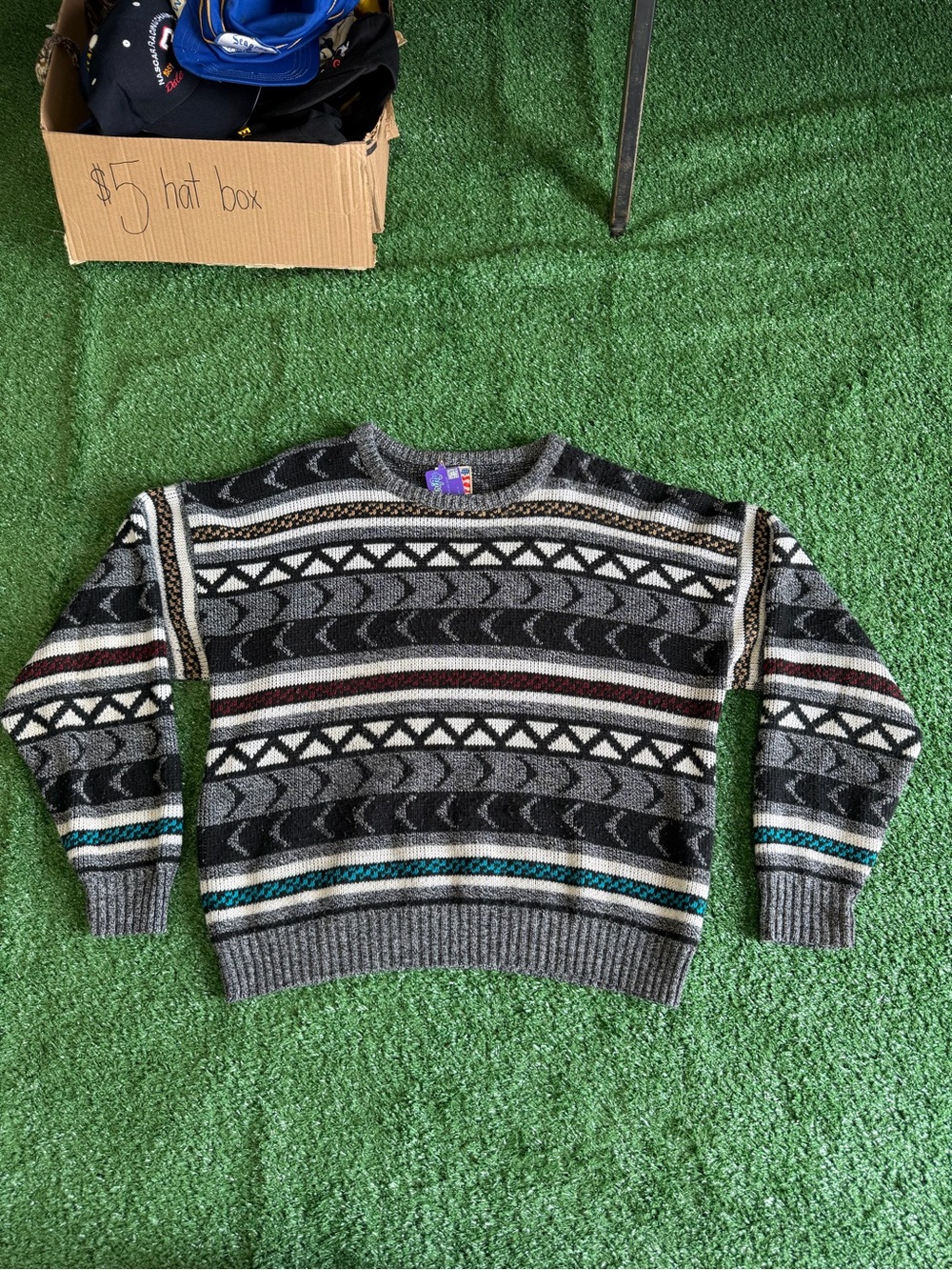 Men's Gray Patterned Crewneck Sweater